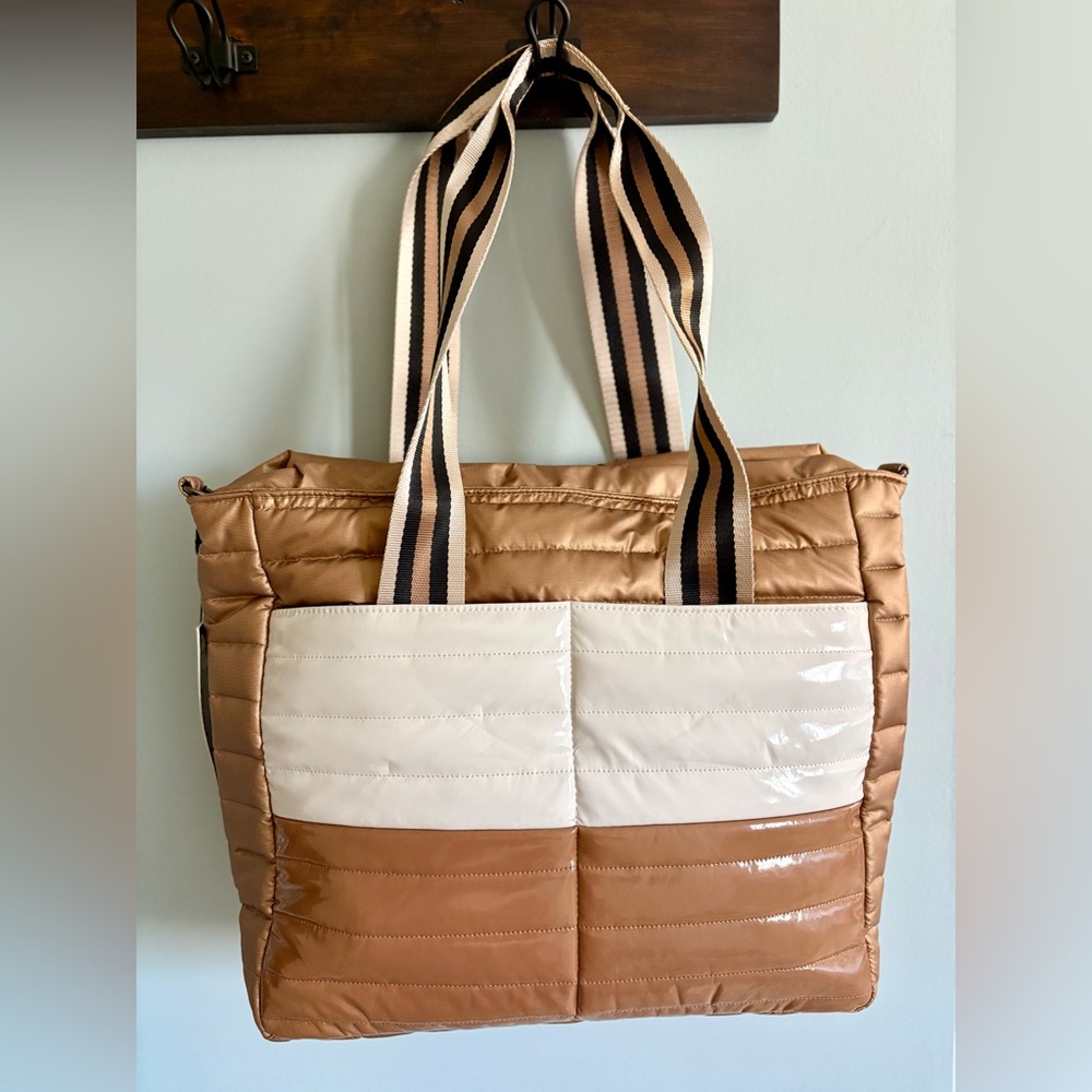 Stylish Tan and Cream Tote Bag